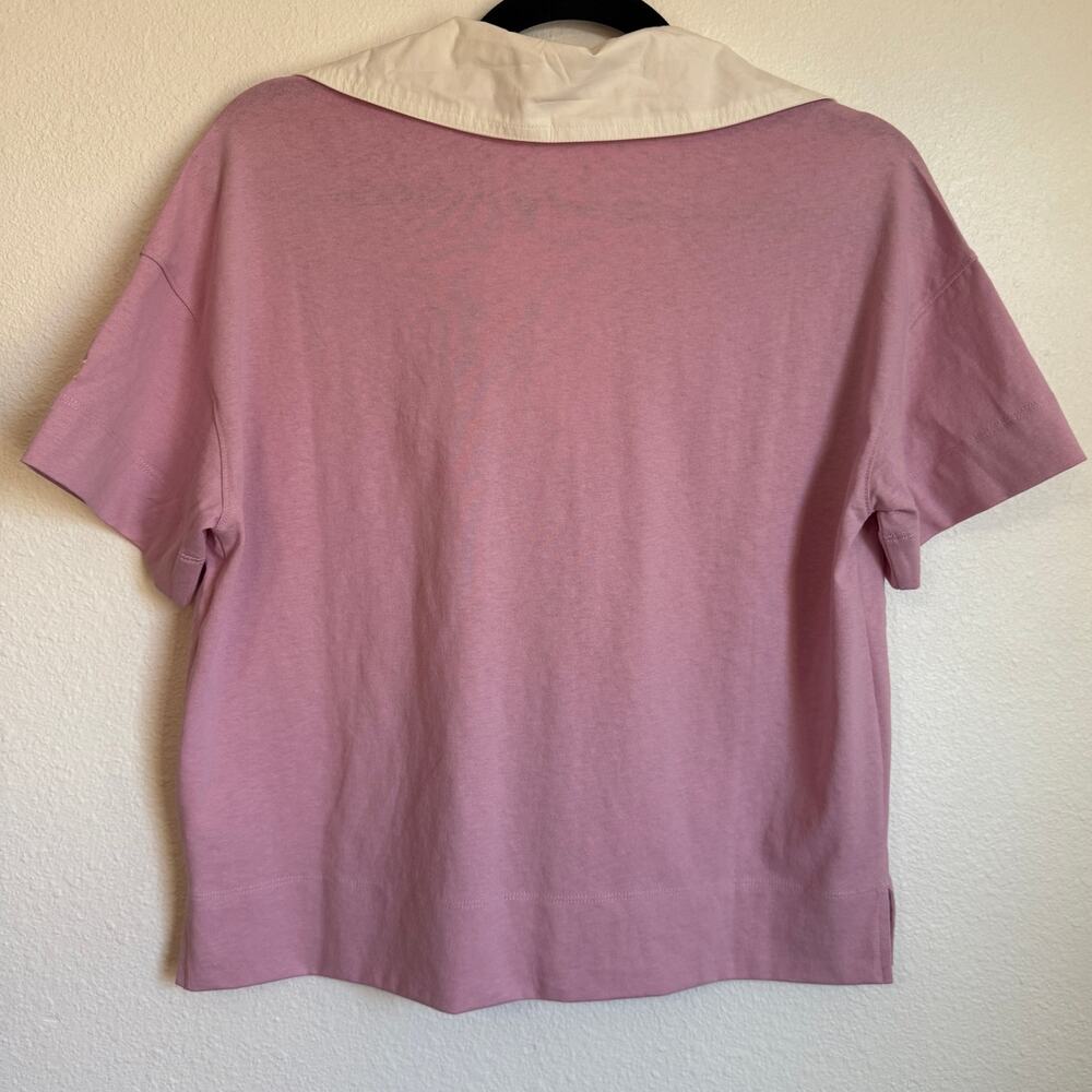 NWT Everlane The Oversized Rugby Polo Shirt Pink Purple Organic Cotton XS - Picture 3 of 11